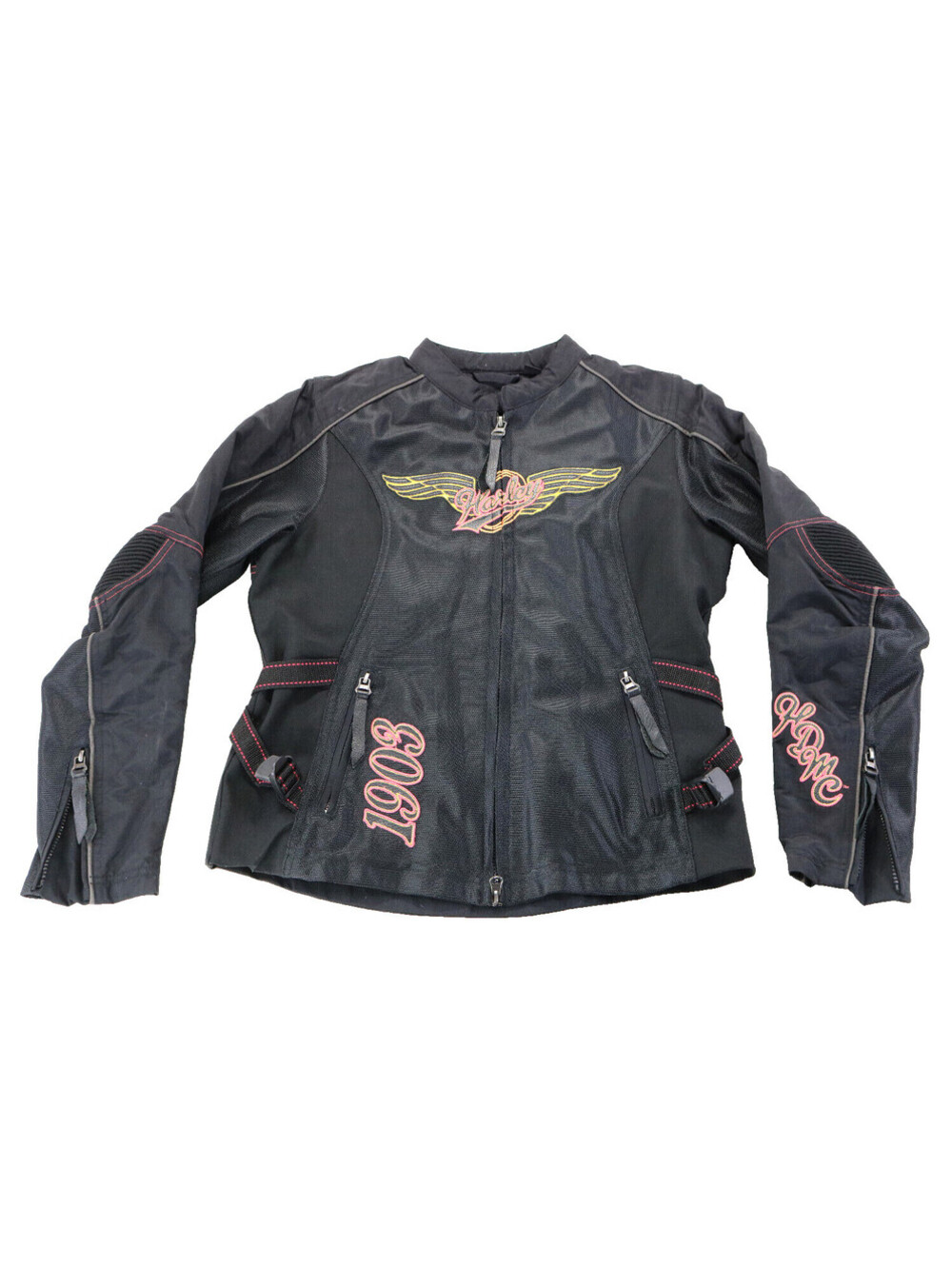 harley davidson jacket M black pink HDMC mesh armor pockets reflective Lexi #1